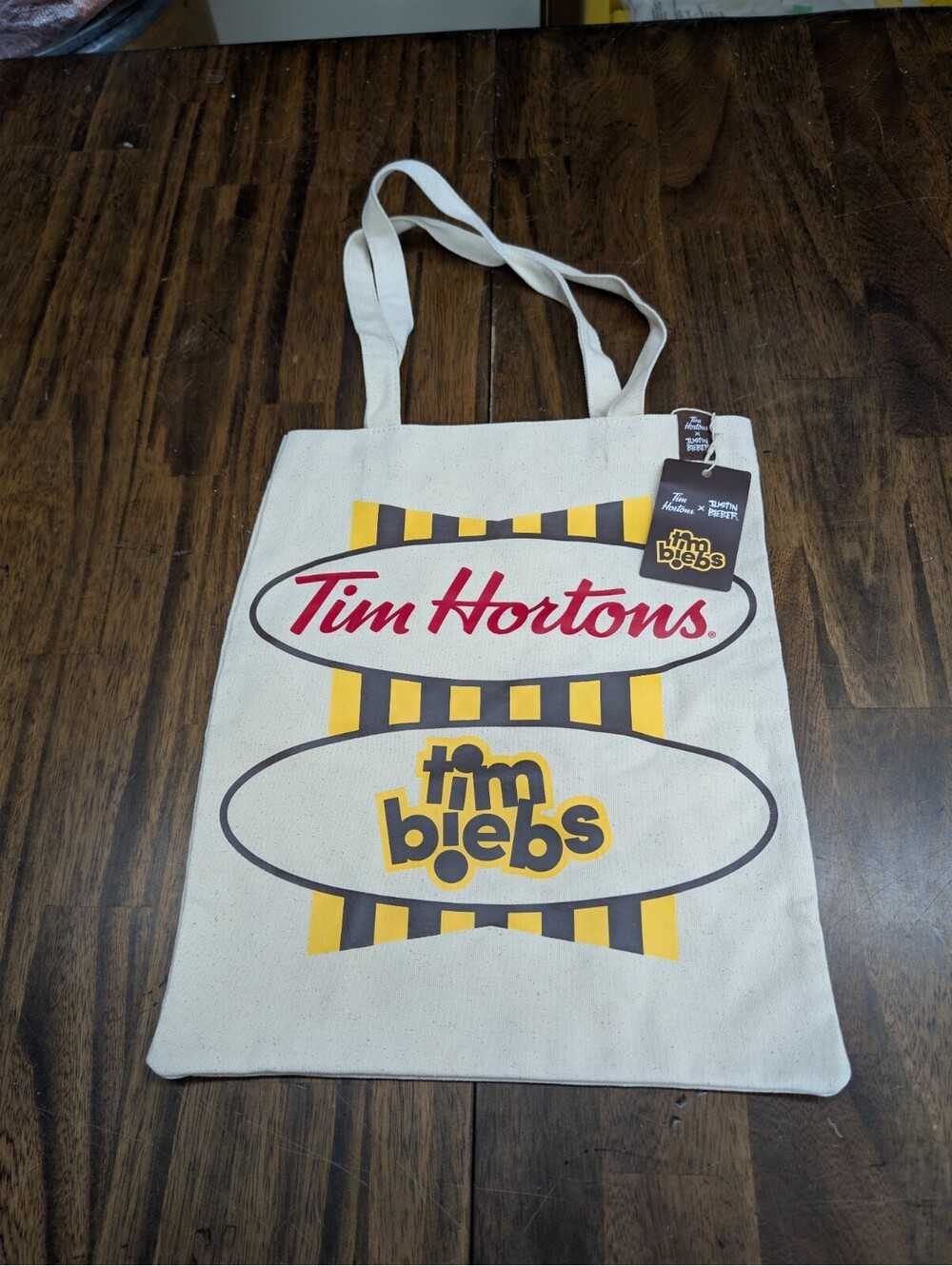 Timbiebs Tim Hortons Justin Bieber Canvas Tote Bag NWT